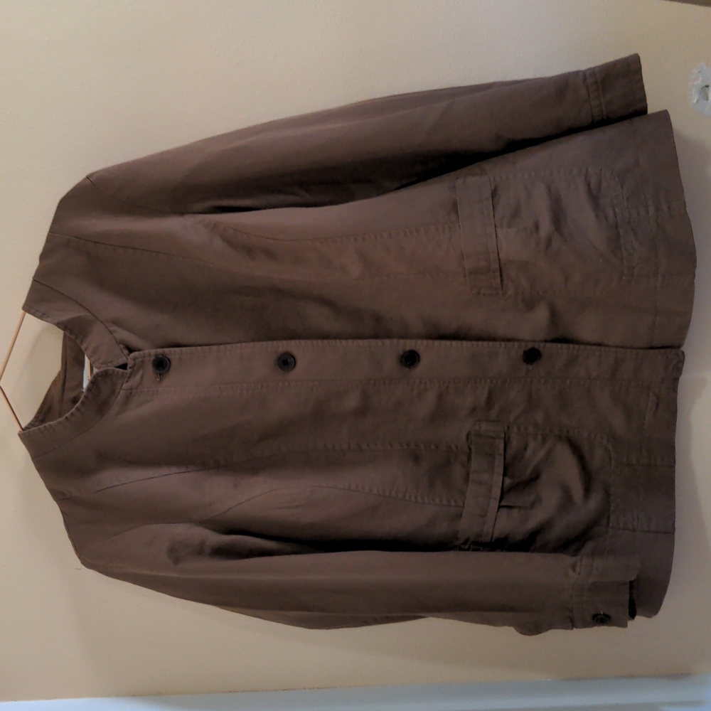 Coldwater Creek Brown Linen Blend Button Up Jacket